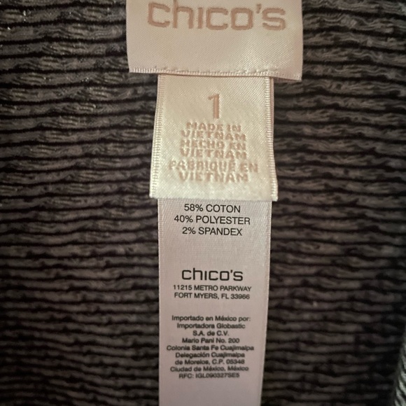 Chico’s Chevron Black and White Stripe Long Open Cardigan - Picture 8 of 9